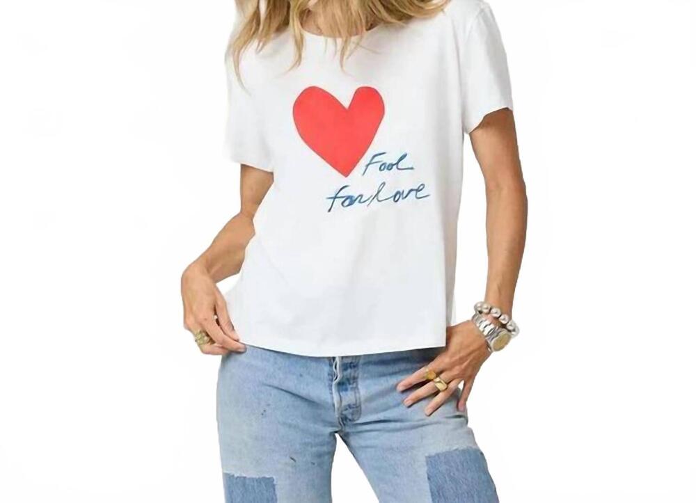 NEW KERRI ROSENTHAL women's fool for love tee in white